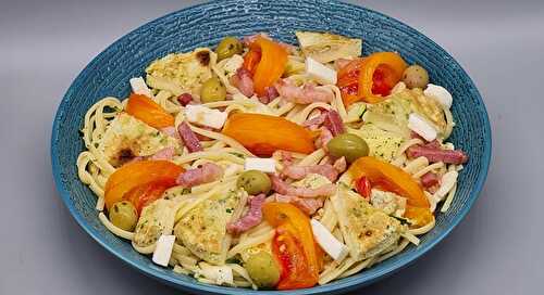 Salade Spaghettis Omelette Lardons