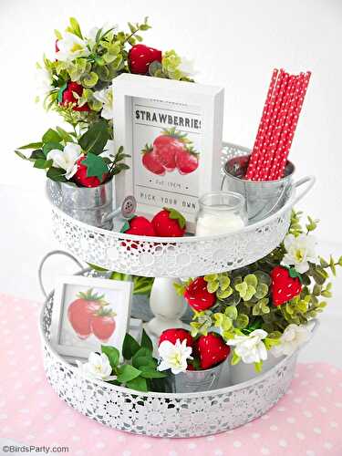 Fêtes | Party Printables: Décor de Table Thème Fraises + Patron GRATUIT