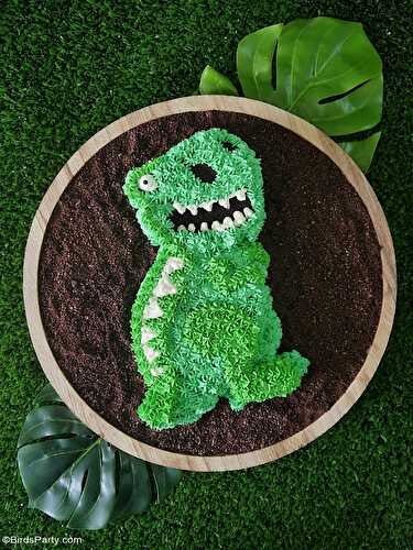 Fêtes | Party Printables: Gâteau Dinosaure Facile avec Glaçage au Lait Concentré Sucré