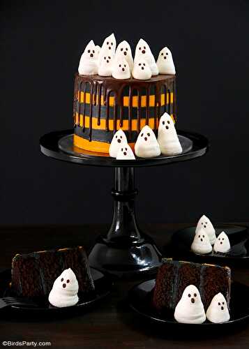 Fêtes | Party Printables: Gâteau Layer Cake d'Halloween avec Fantômes Meringués 👻
