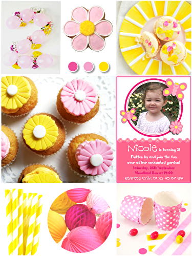 Fêtes | Party Printables: Idées fête d'anniversaire rose et jaune 