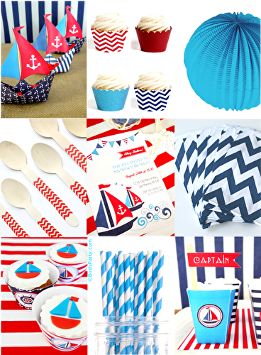 Fêtes | Party Printables: Inspiration de Fête Nautique Rouge, Bleu Marine et Blanc