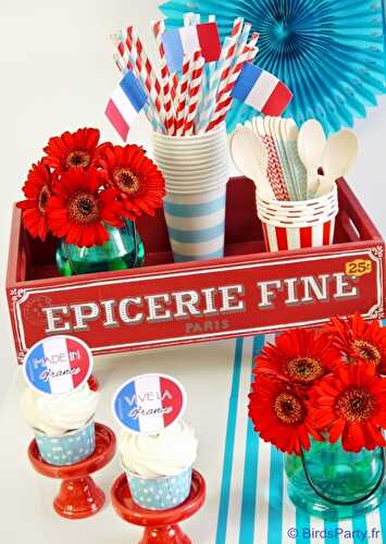 Fêtes | Party Printables: Sweet Table en Bleu, Blanc et Rouge pour le 14 Juillet