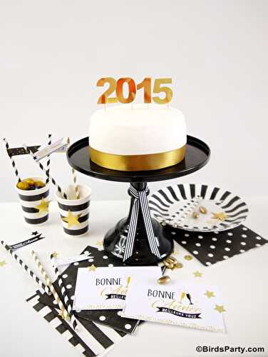 Fêtes | Party Printables: Table Noire, Blanche et Dorée pour le réveillon du Nouvel An