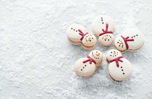 Recette Macarons Bonhomme de neige aux marrons glacés pour Noël