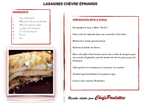 Lasagnes chèvre - épinards