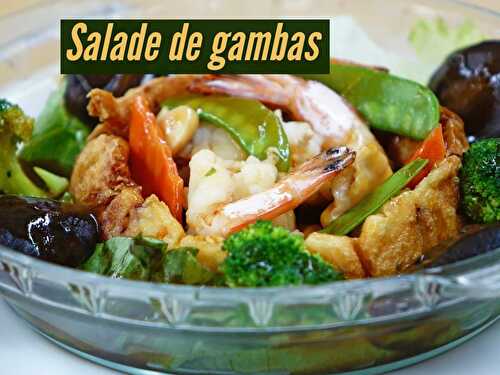 Salade aux gambas, légumes printaniers au poivre blanc Muntok -