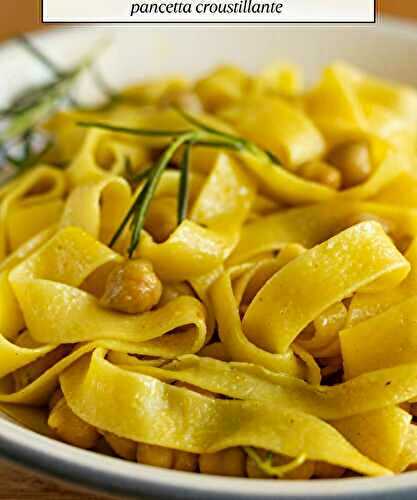 Pâtes rustiques aux pois chiches et éclats de pancetta croustillante 