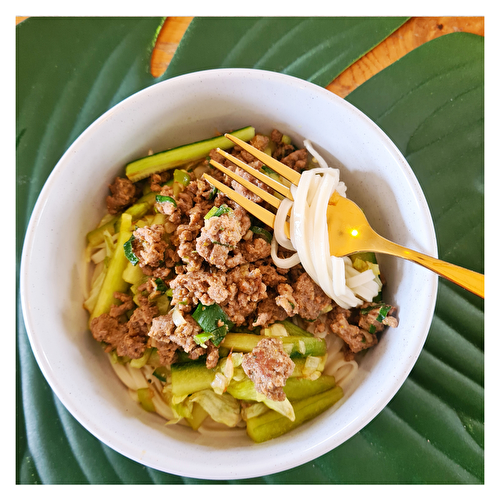 Salade de bœuf, concombre et nouilles de riz