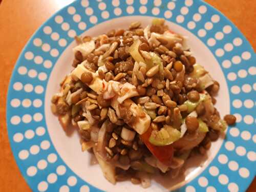 Salade de lentilles, goberge et pomme