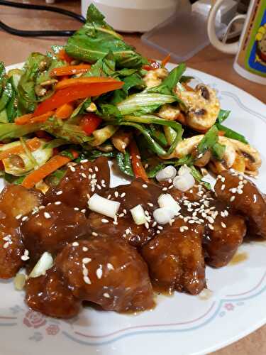 Tofu à l'orange, cuisson friteuse à air