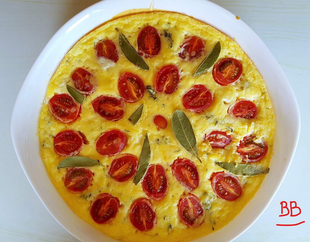 Clafoutis salé, à la brousse et aux tomates cerises - Bon, Bio, la tambouille des Chabrouille