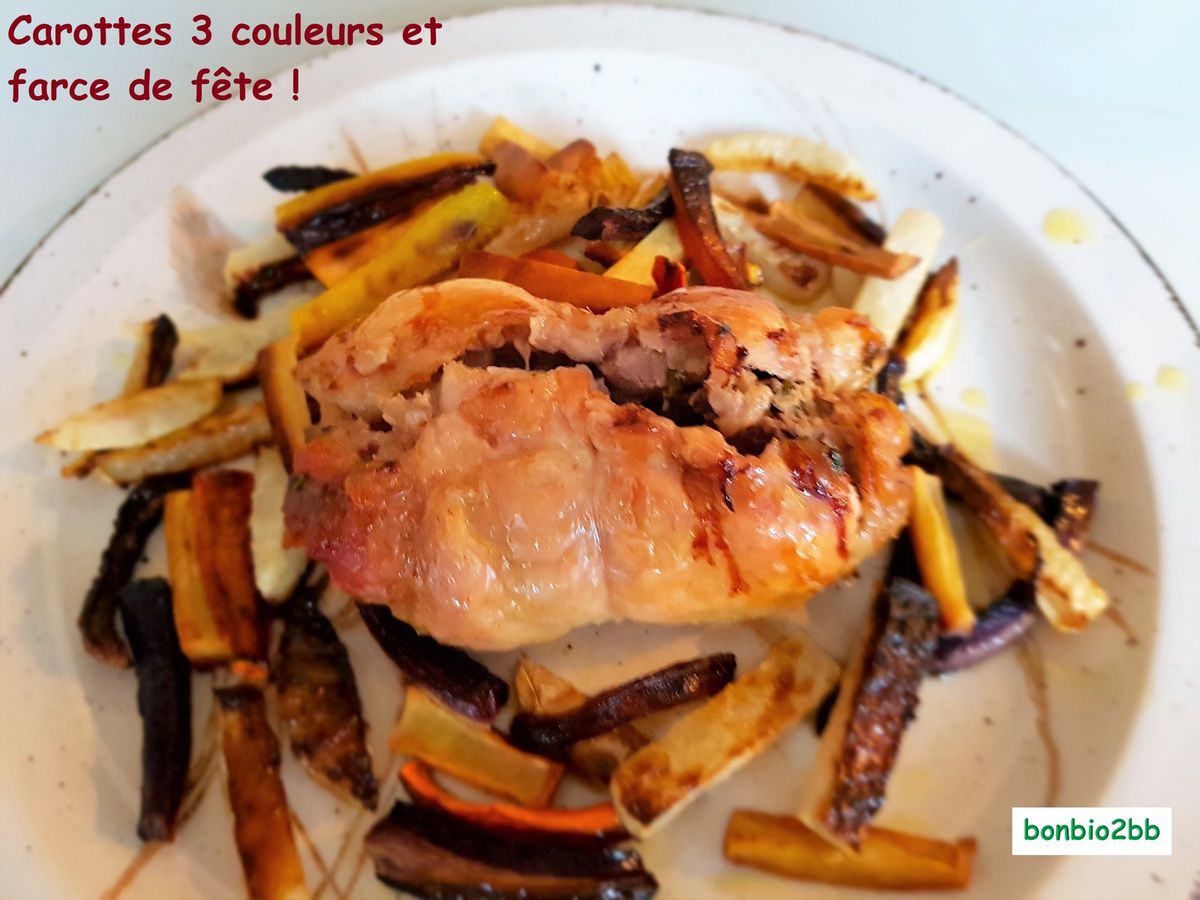 Cuisses de poulet farcies au foie gras, allumettes de légumes racines - Bon, Bio, la tambouille des Chabrouille