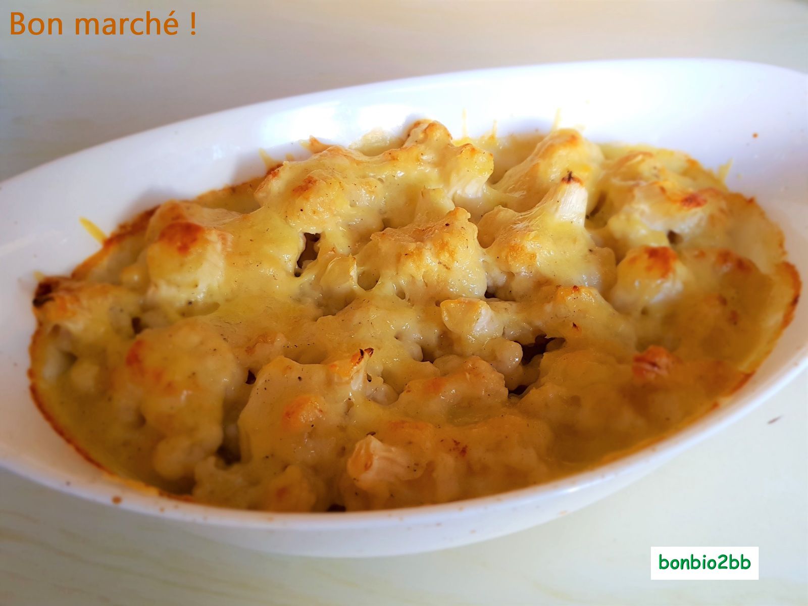 Gratin de chou-fleur léger, au comté - Bon, Bio, la tambouille des Chabrouille