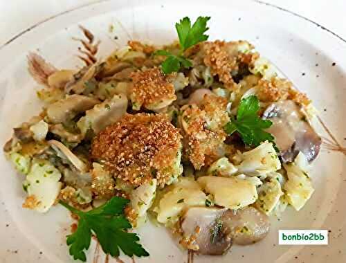 Gratin de poisson, aux champignons, ail et persil - Bon, Bio, la tambouille des Chabrouille