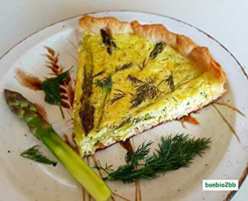 Quiche au saumon fumé, asperges vertes et aneth - Bon, Bio, la tambouille des Chabrouille