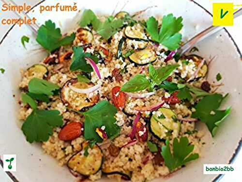 Salade de couscous aux courgettes grillées et aux fruits secs - Bon, Bio, la tambouille des Chabrouille