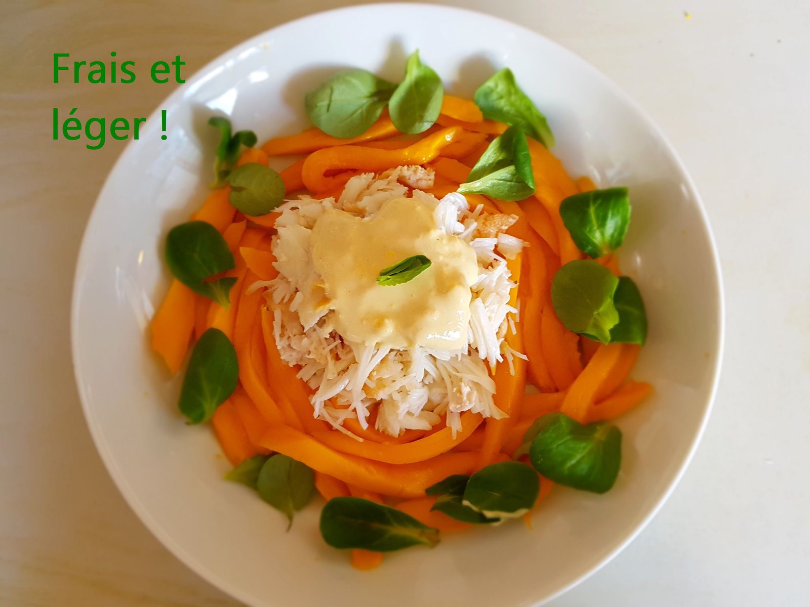 Salade de crabe à la julienne de mangue - Bon, Bio, la tambouille des Chabrouille