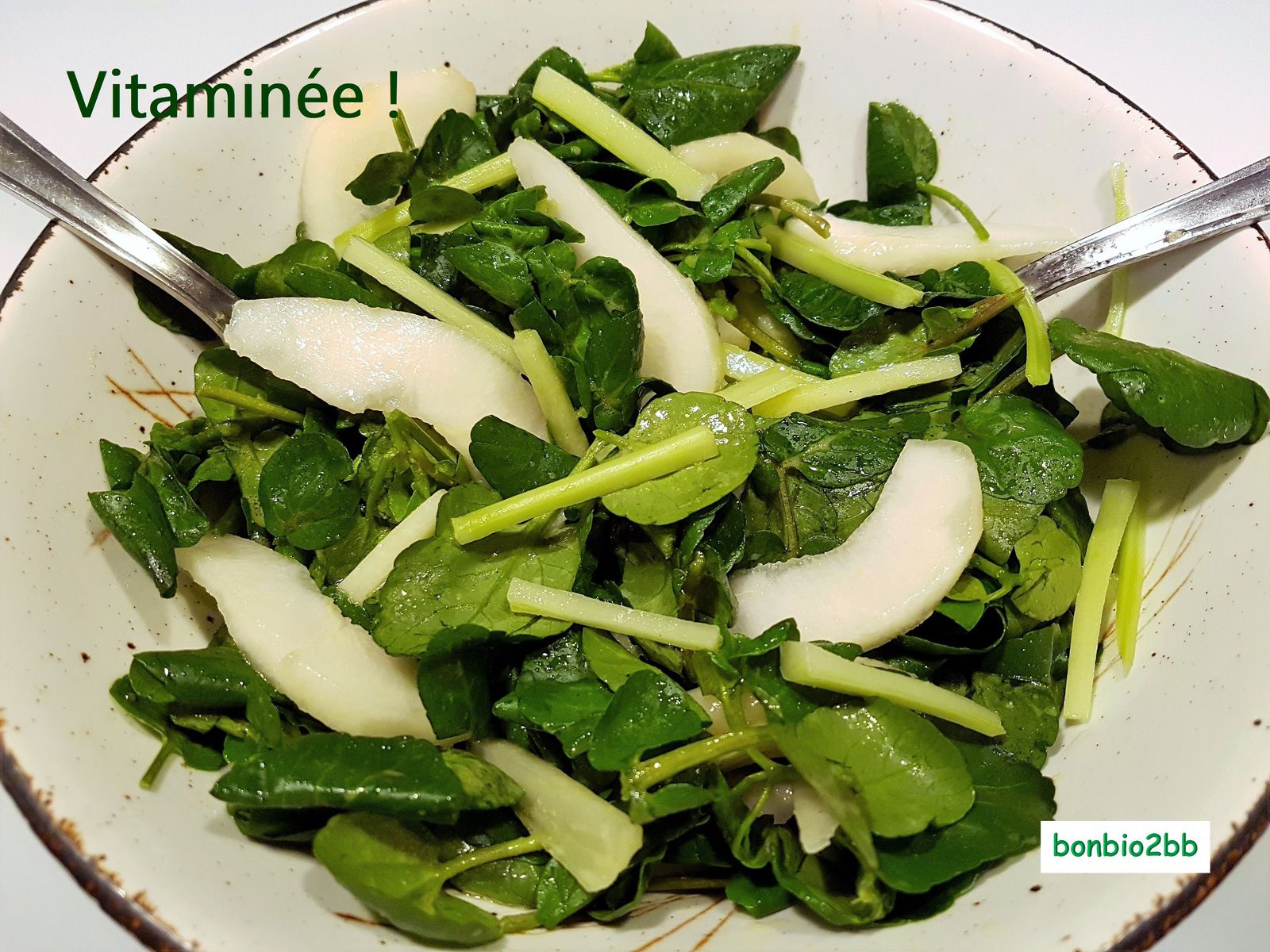 Salade de cresson à la poire - Bon, Bio, la tambouille des Chabrouille