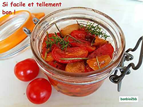 Tomates cerises confites au four, vinaigre balsamique - Bon, Bio, la tambouille des Chabrouille