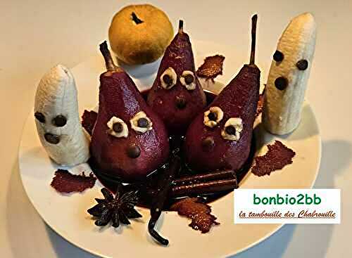 Poires au vin d'Halloween et bananes fantômes