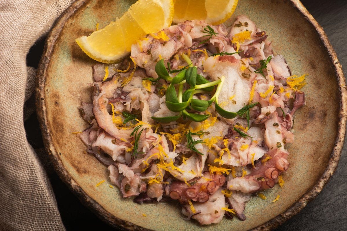 Carpaccio de poulpe aux agrumes