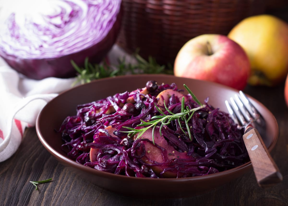 Chou rouge braisé aux pommes
