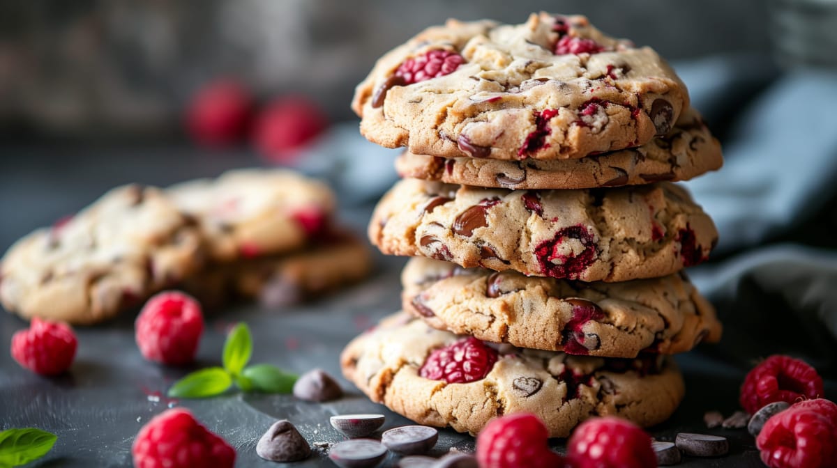 Cookies aux framboises et pépites de chocolat