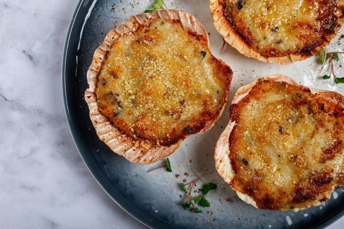 Coquilles Saint-Jacques farcies et gratinées