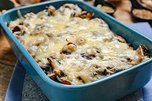 Gratin de riz aux champignons