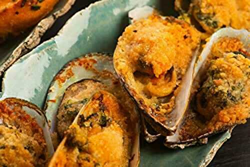 Moules gratinées à l'ail et à la chapelure