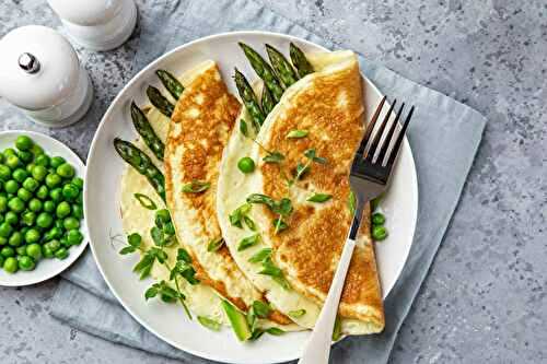 Omelette aux asperges et petits pois