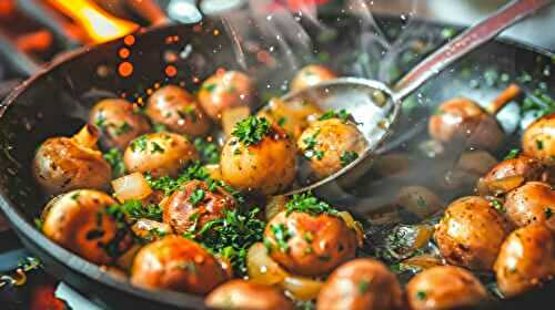 Poêlée de champignons, persil et oignons