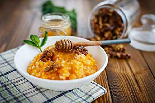 Porridge de potiron au miel et aux noix