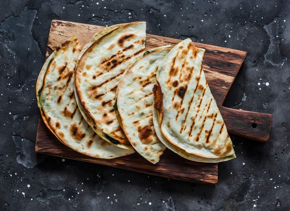 Quesadilla végétarienne aux épinards