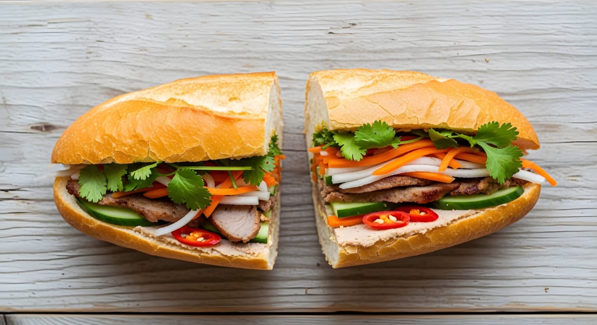 Bánh mì vietnamien au porc laqué