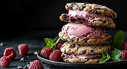 Cookie sandwich glacé à la framboise