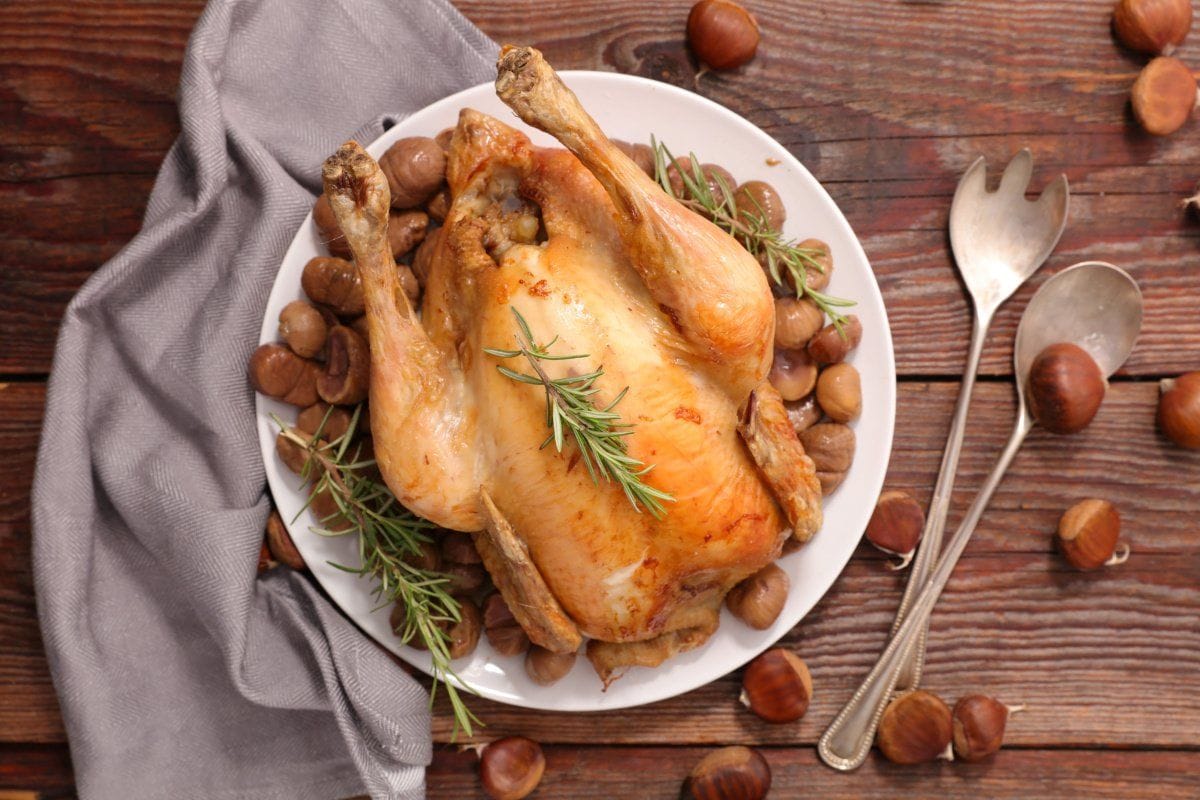 Poulet rôti aux châtaignes