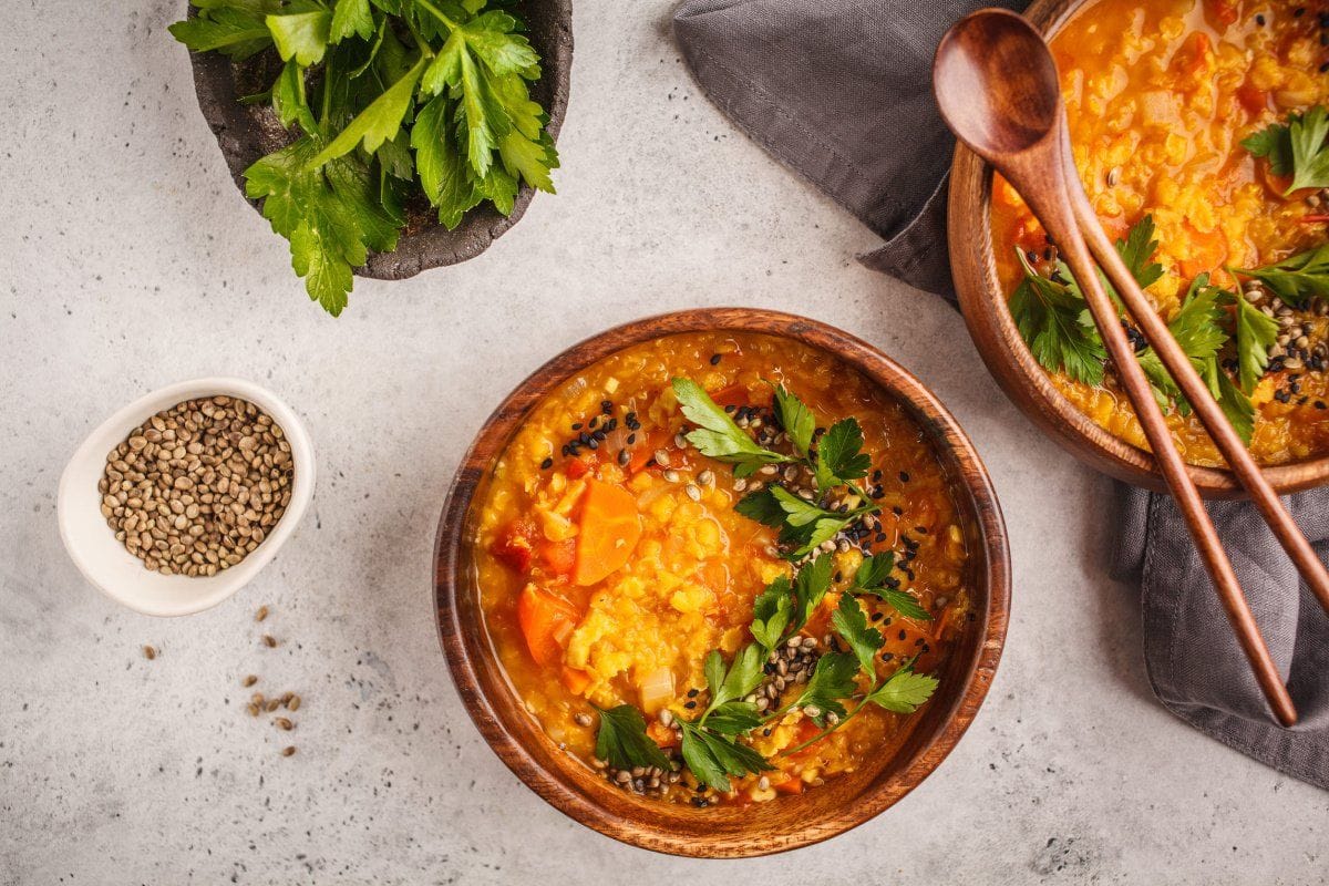 Soupe de lentilles indienne au curry