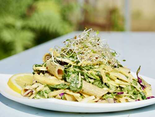 Salade alcaline : 6 légumes, pâtes et sauce mousseline