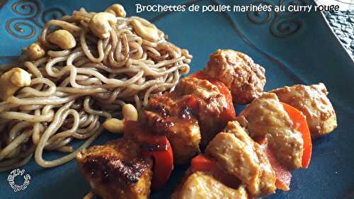 Brochettes de poulet marinées au curry rouge