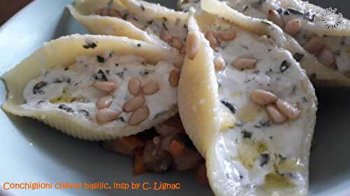 Conchiglioni chèvre basilic (Cyril Lignac)