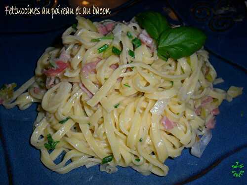 Fettuccines aux poireaux et au bacon