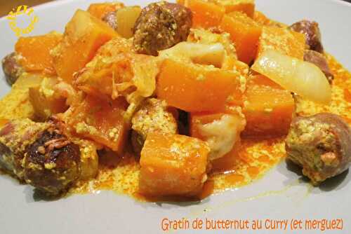 Gratin de butternut au curry (et merguez)