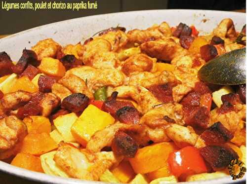 Légumes confits au poulet, chorizo et paprika fumé