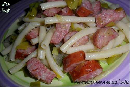 Macaronis au poireau et à la saucisse fumée