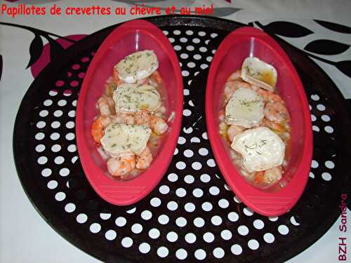 Papillotes de crevettes au chèvre miel