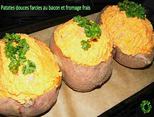 Patates douces farcies au bacon et fromage frais