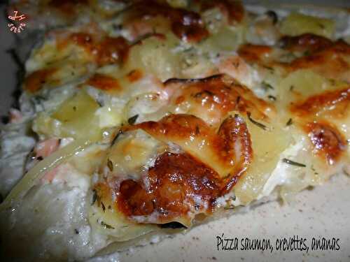 Pizza saumon, crevettes et ananas