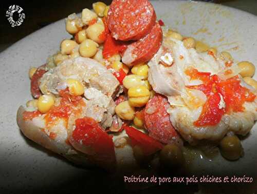 Poitrine de porc aux pois chiches et chorizo